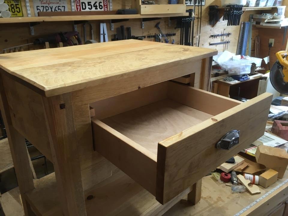 Rustic night stand I built for our son.