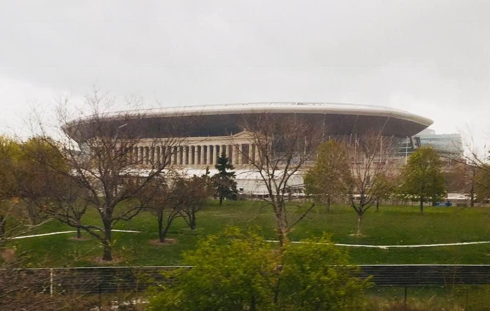 Soldier Field Chicago. Snowing and 26 degrees.