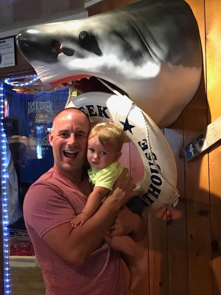 Daddy and Grandson at Scull Creek Boathouse