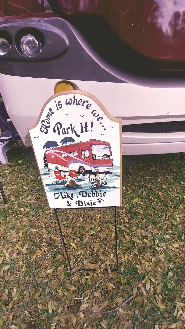 New sign for our camping space.