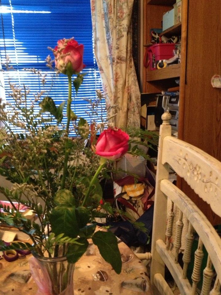 My mothers' day roses from Joe in Irricana and a phone call too before heading to Garrison with his training Group, grad only a month away