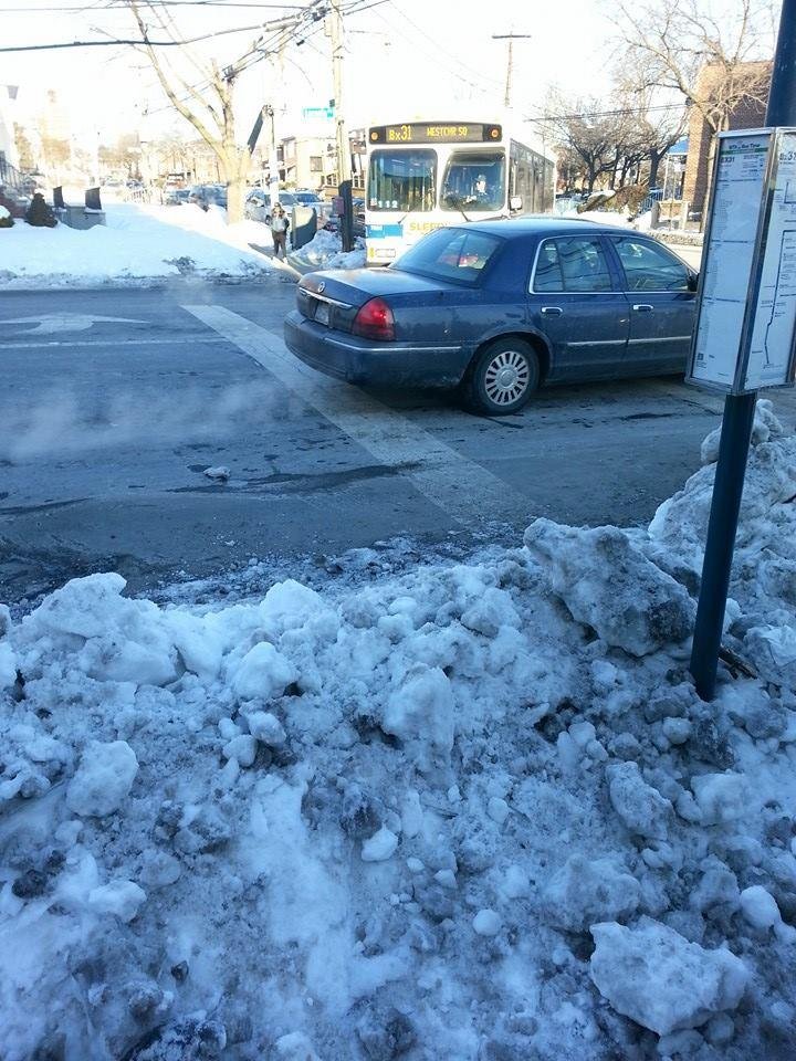 This is what we have to climb on to get on the bus that takes forever. Yet sanitation cleaned the streets so Mabestoa should do their part and give us a path to the bus this is a residential area we pay a lot of taxes up he