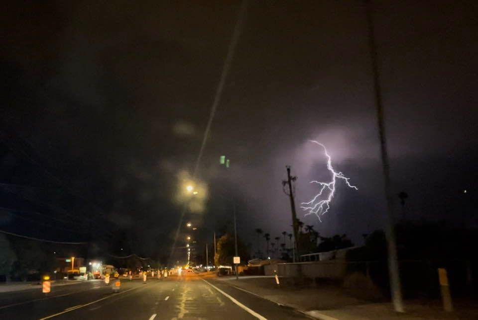 Sometimes you get lucky. I am glad law enforcement did not see me driving with my phone in hand taking in the wonder that is lightning storms in the desert!!