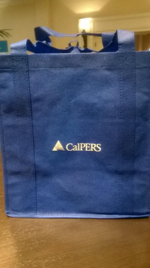 As an official acknowledgement that I'm getting old, am here at the Pasadena Hilton for a retirement seminar. They gave us these little bags for our stuff. 😐