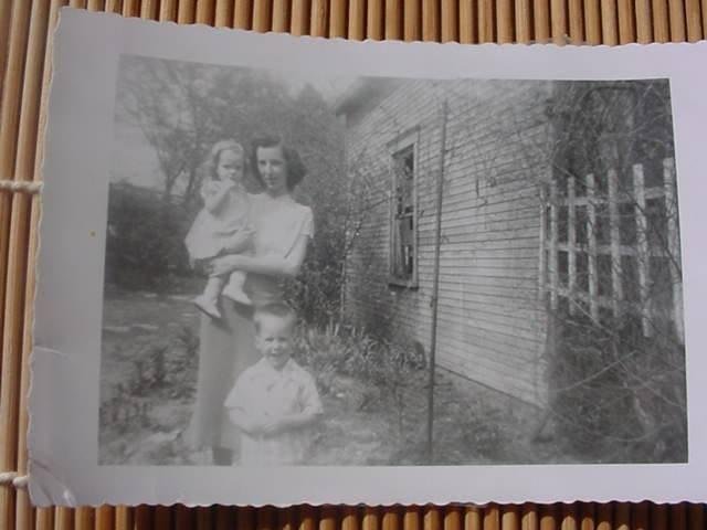 My mother with my sister Barb and me.