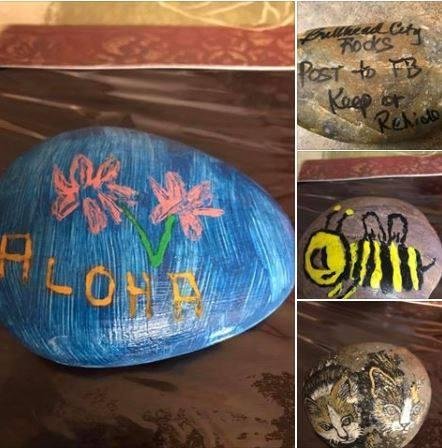 On Facebook our town has a page labeled Bullhead City Rocks. It features a rock painting idea that is sweeping not only across the USA but also to other countries. The idea is that you paint anything on a rock, label it o