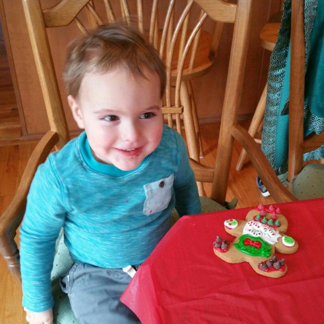 A proud designer, Desmond had specific ideas about his gingerbread cookie decorations.