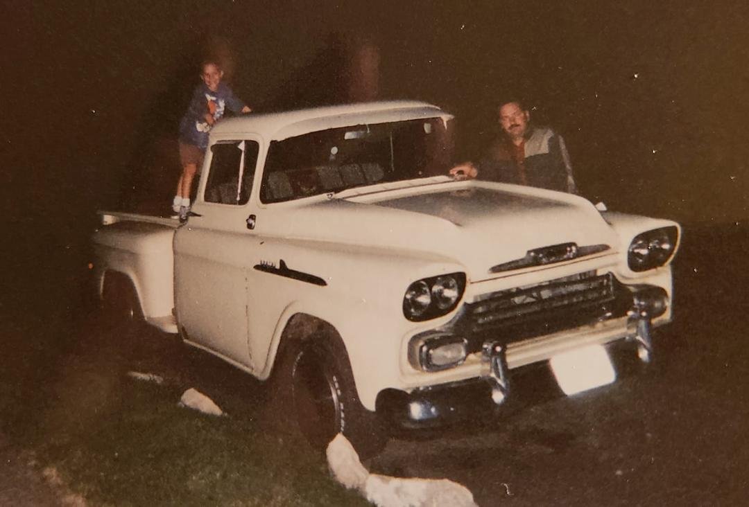 Found this again, 1958 Apache. My hot rod. Keenan standing in back.