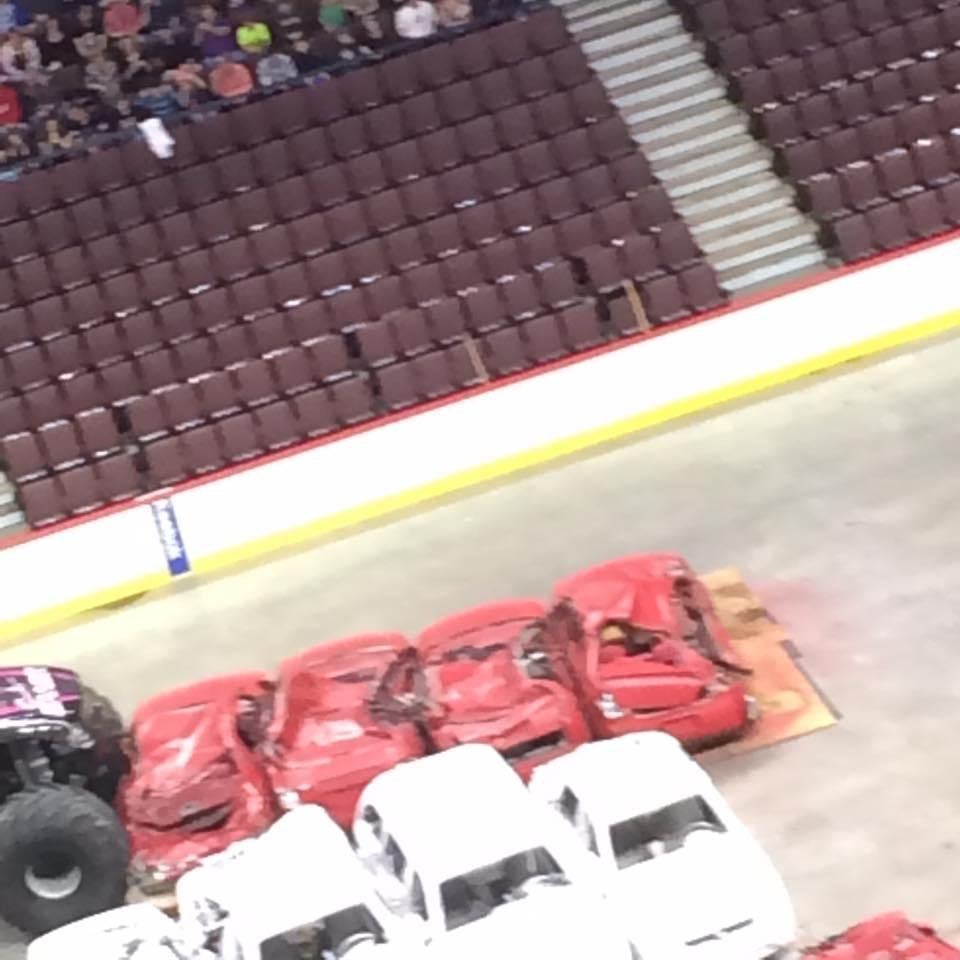 The cars never had a chance when these Big monster trucks drove on top of them