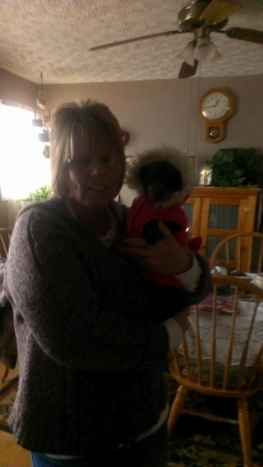 Pat and her baby girl Heidi in her outside coat, so precious.