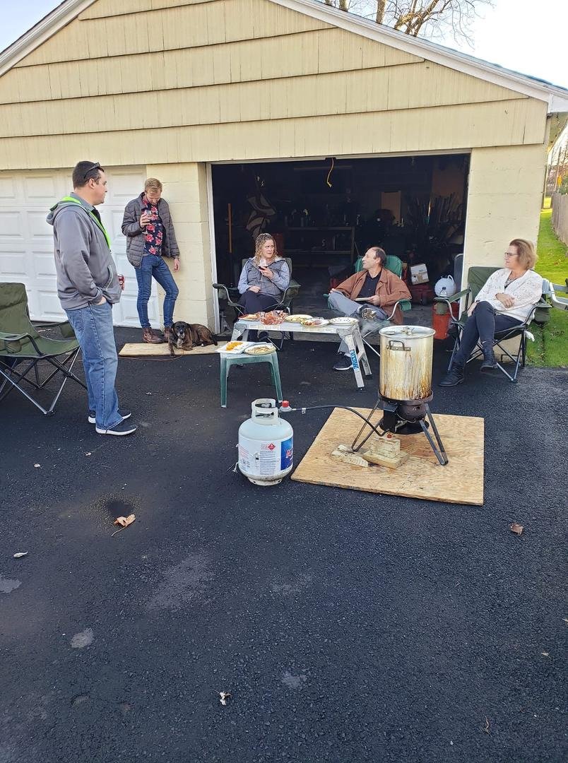 Doing Turkey out side.