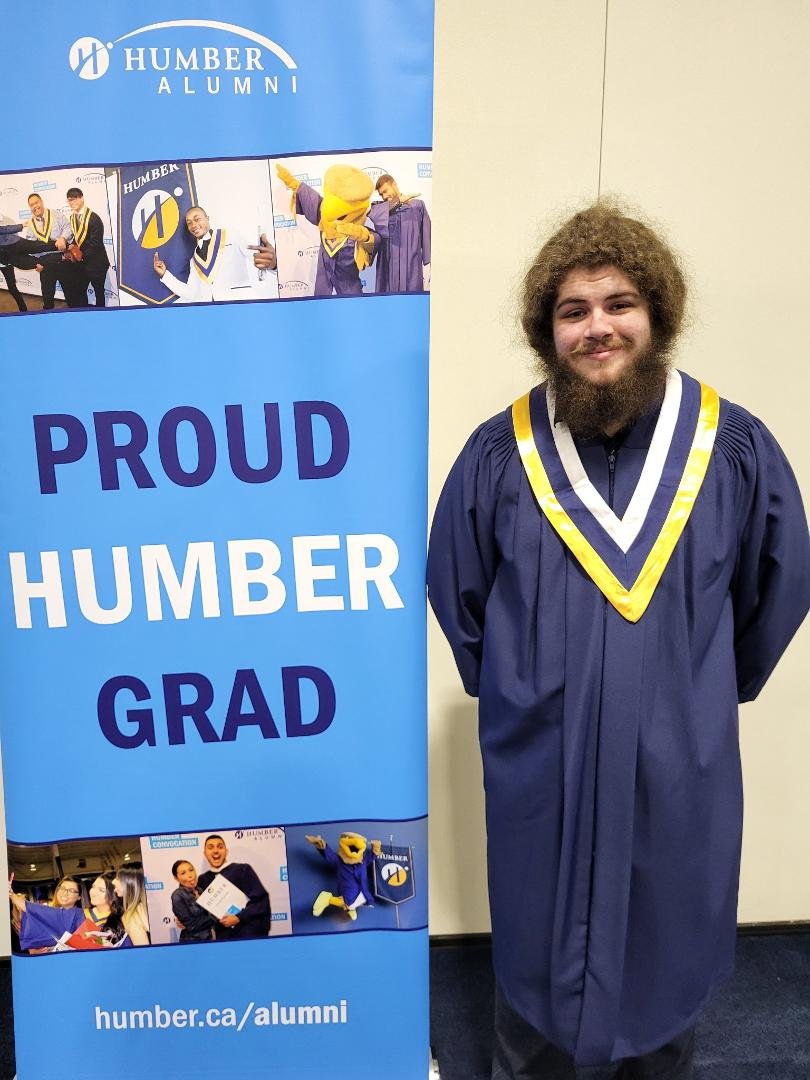 I am so proud of my son, Matthew Bazinet. He has graduated from Humber College Game Programming, and received the Academic Award of Excellence for achieving the highest G.P.A. in his program! Matt has known since he was 12