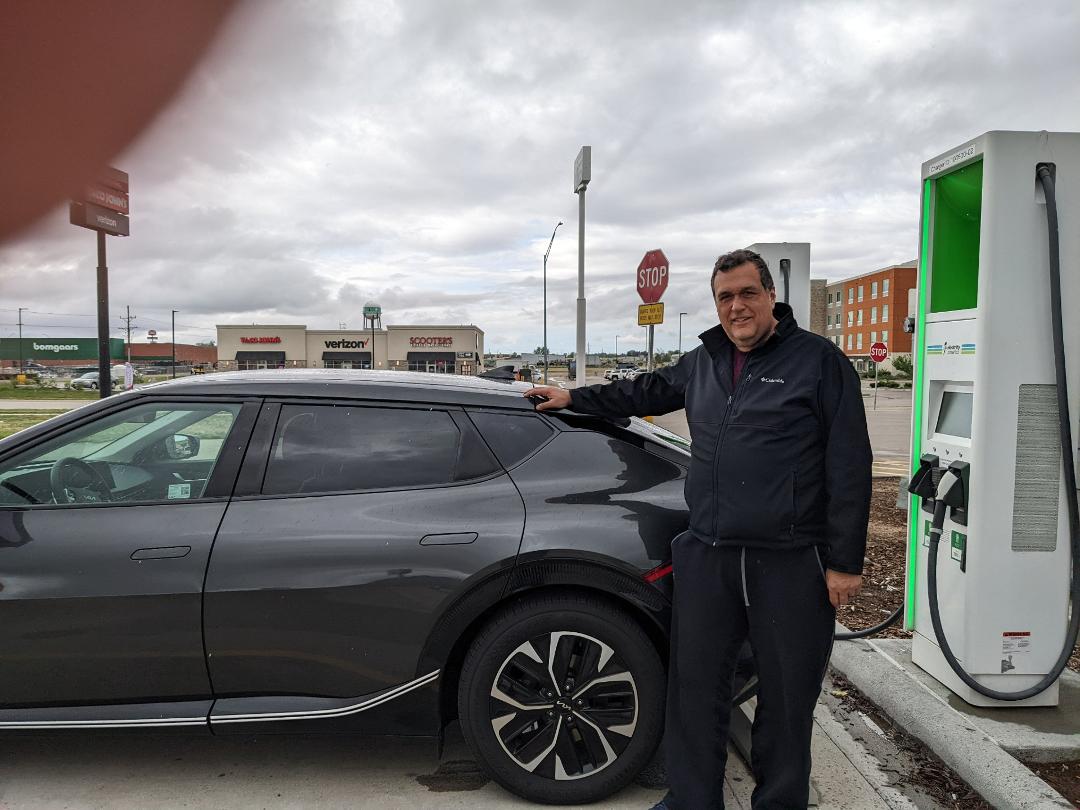Just came back from a long distance trip in our new Kia EV6. Two thousand miles to Denver and back. The trip was comfortable and without issue as we charge up at multiple points along the way. This picture is from Ogallala,