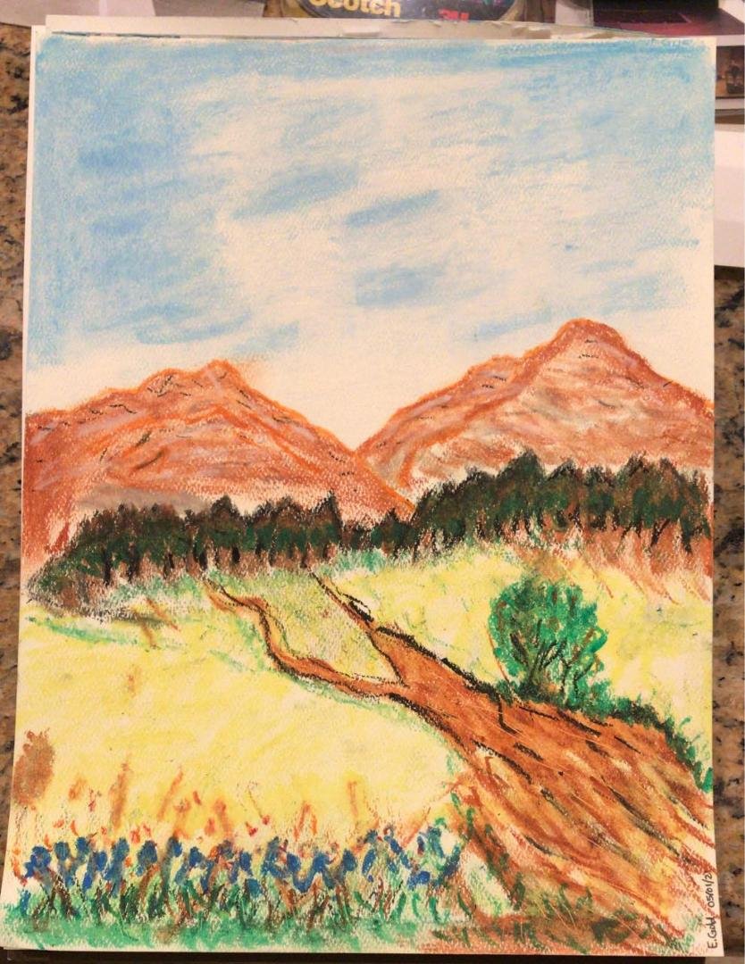 Today’s oil pastel! From Syndia Art tutorial on YouTube.