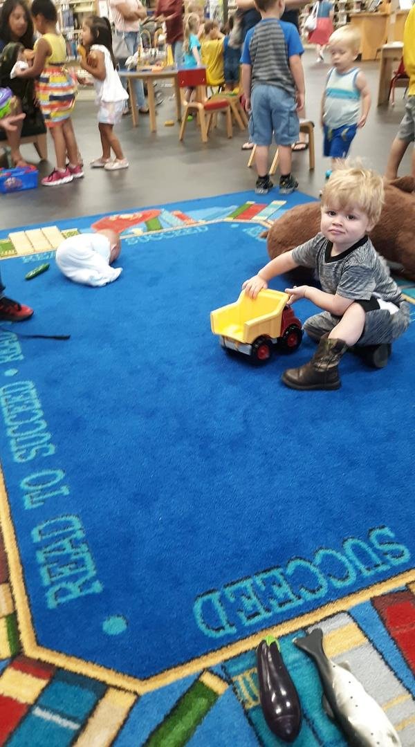 Jordan at library for storytime
