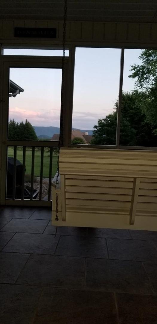 Just sitting on back porch, looking at the mountains, and enjoying the beautiful evening. Time to chill!