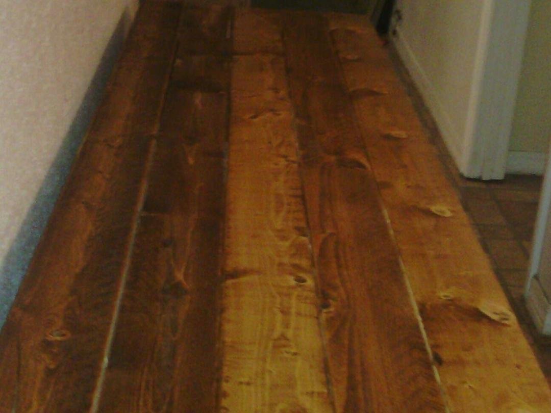 Just got first coat of stain on Julies new entertainment center.after 8 hours to build it
