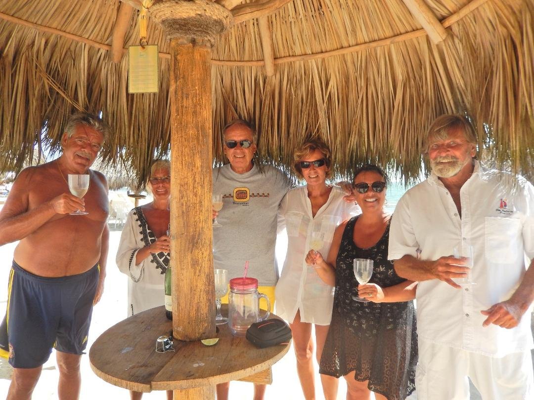 Great champaigne celebration on the beach with our best friends at Flamingos! Thanks to Gilles and Colombe for arranging this!