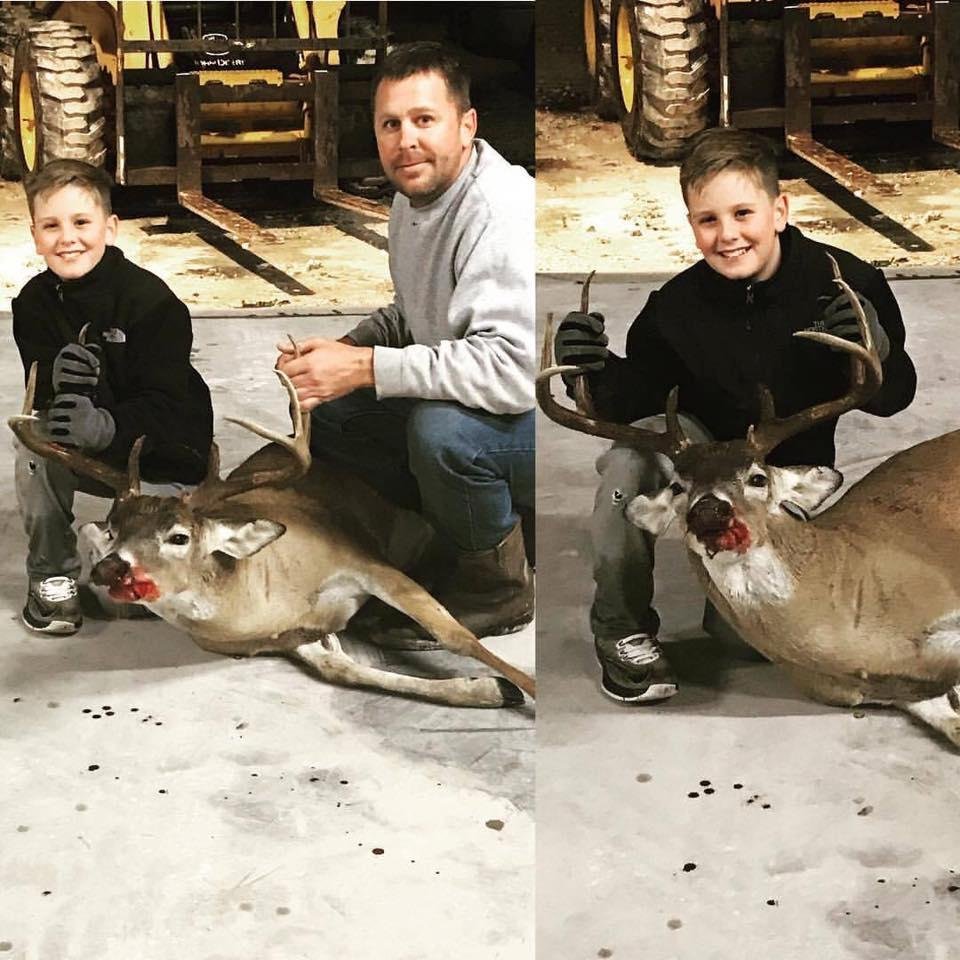 My 10-year-old grandson shot his first deer today. Isn't he gorgeous? I'm talking about Bryson :-)