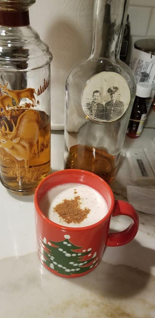 A good night for a Tom & Jerry. The picture on the right bottle is on my Dad - Herbie (in the Army uniform on the right) and his brother, my Uncle Vernon on the left. It was taken when he was home on leave.