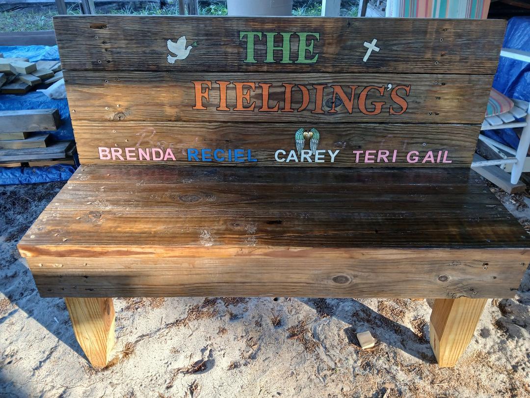 This is the Christmas Present Randall and I made for my brother and two sisters. My brother that was born before me passed away just after he was born so we put angel wings above his name.