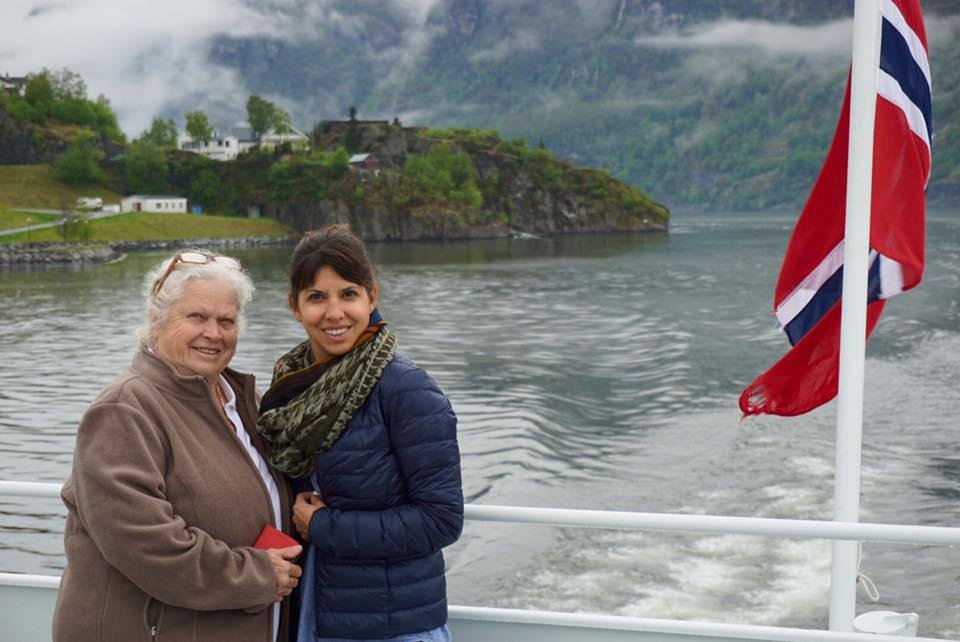 My daughter Teresa and I on the ferry going to Balestrand Norway