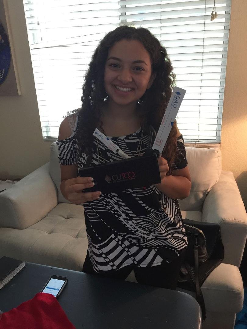 Anyone interested in some high-quality Cutco knives? This is Angela, our Calvary swim team captain now in the knife-selling business. Let me know if you want to meet with her.