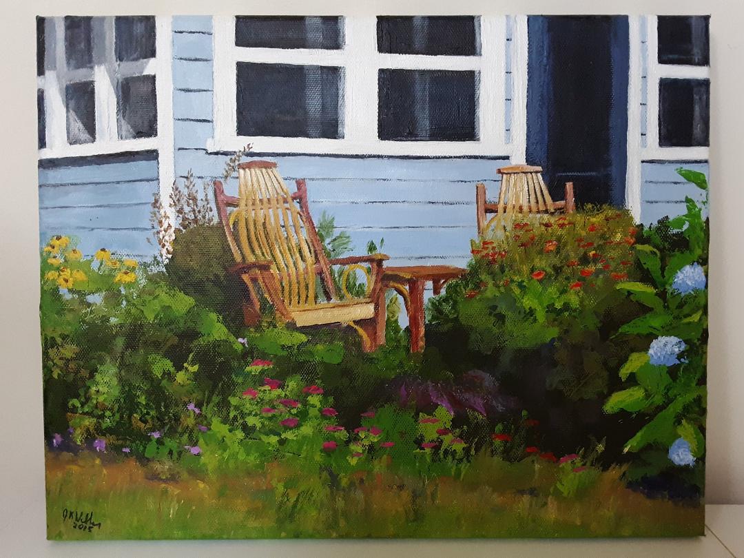 Last one (for a while), I promise. It's my favorite painting -our Blue House in MA.. Since I took the photo that I used, this is as close to art as I've ever come.