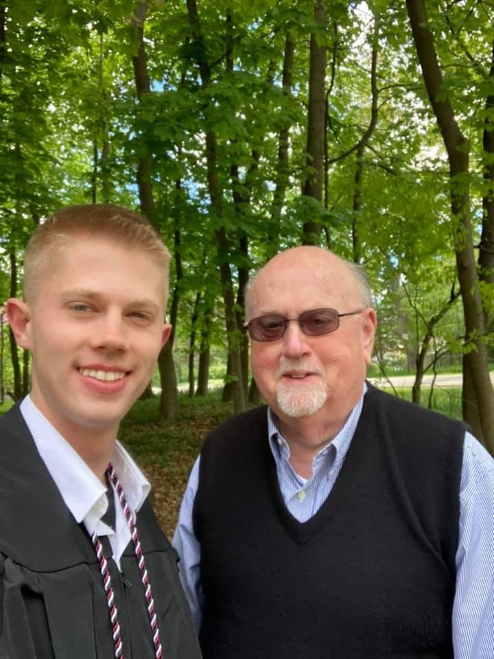My mentee Keith Auchterlonie graduated from Aquinas College in 2020 but he is walking tomorrow due to the current pandemic.