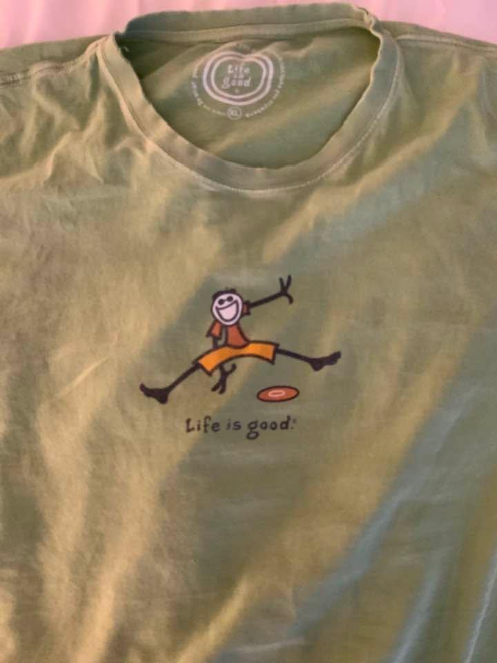 This shirt is hereby retired. Love the frisbee theme and I hope this Tahoe Frisbee time continues