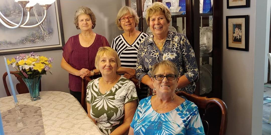 Cindy, K.J, Cheryl(Moose) in the back row.
Linda, and Barney after having lunch at McVey's Restaurant in Lowell, In. Class of 67 and 68 , classmates, roomies, and friends for over 50 years. Helen Zinser Rosolowski and Mar