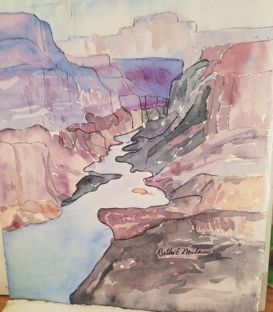 Ink and watercolor
