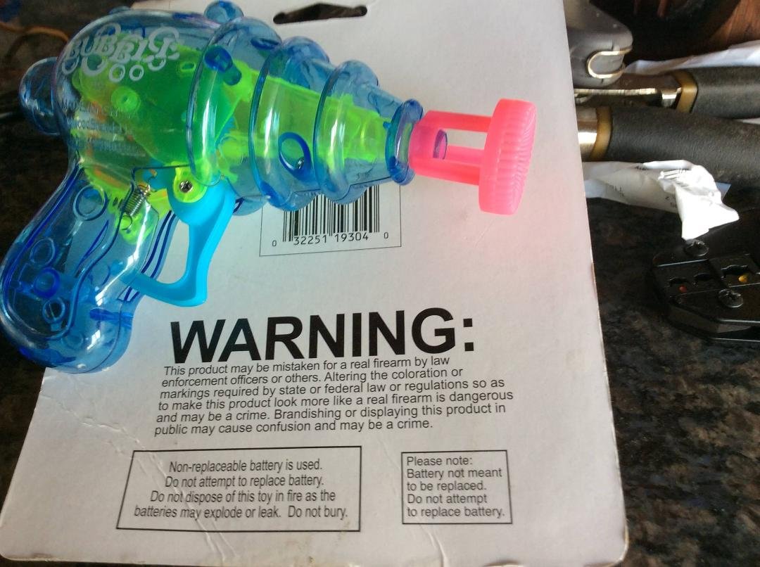 Warning this product is a bubble gun