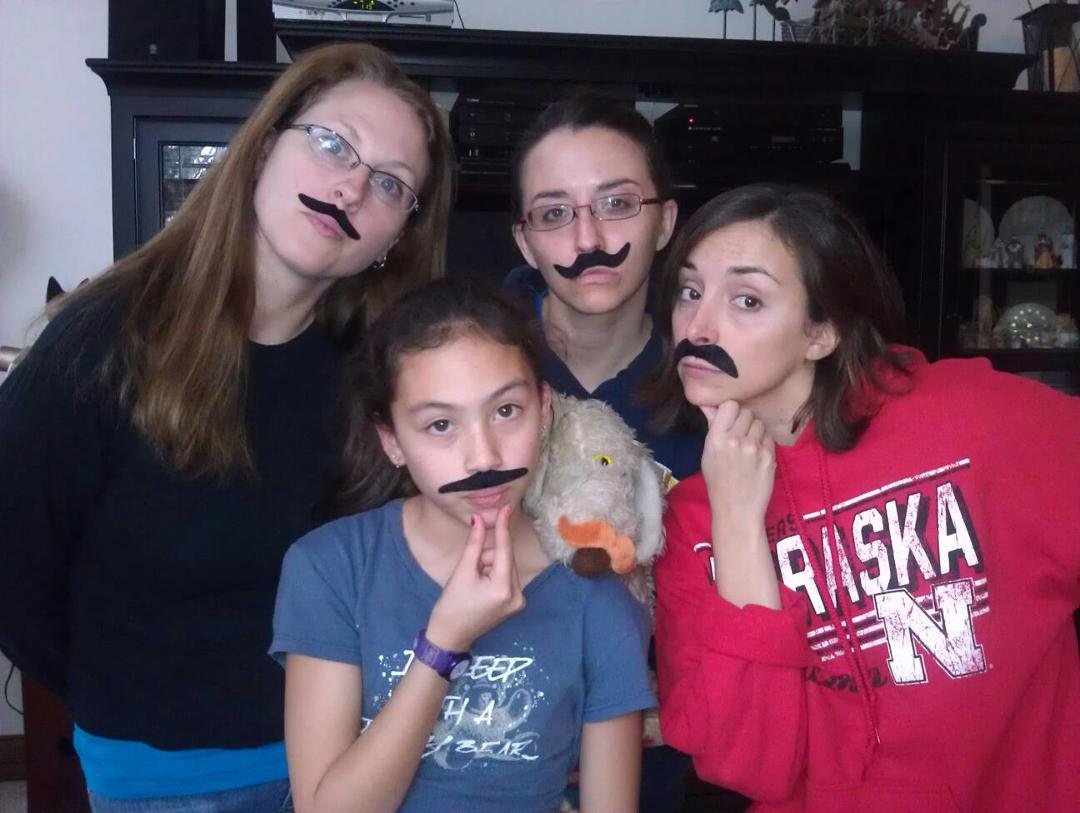 Home invasion by the Mustache Sisters and Wonderdog.