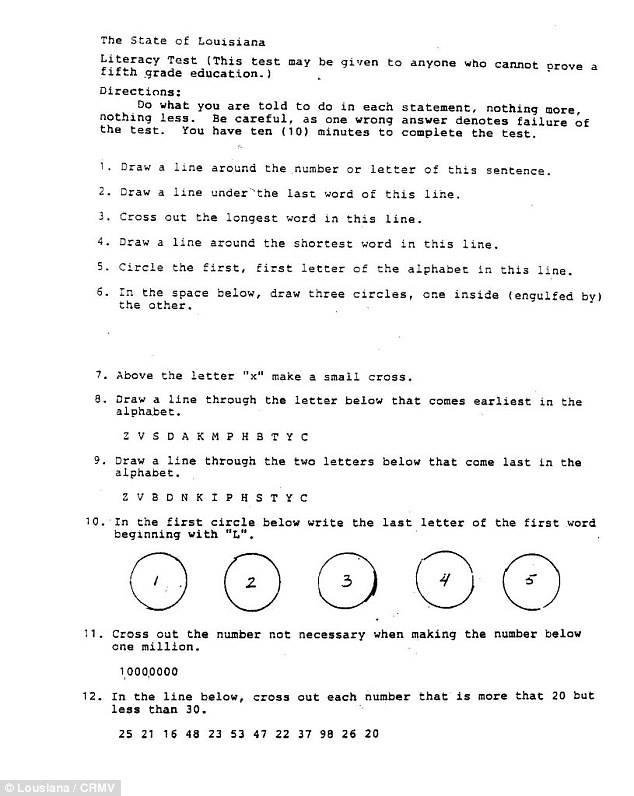 This is  a copy of a literacy test from the old days--can you pass it?