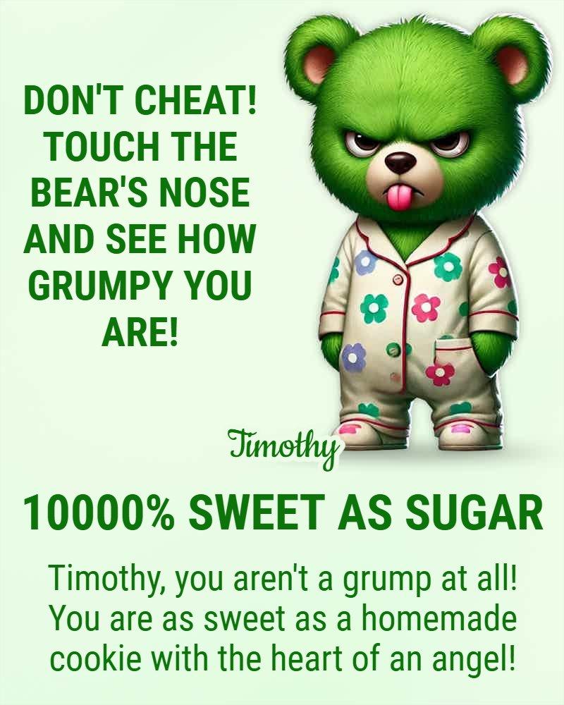 Don't Cheat! Touch The Bear's Nose And See How Grumpy You Are!