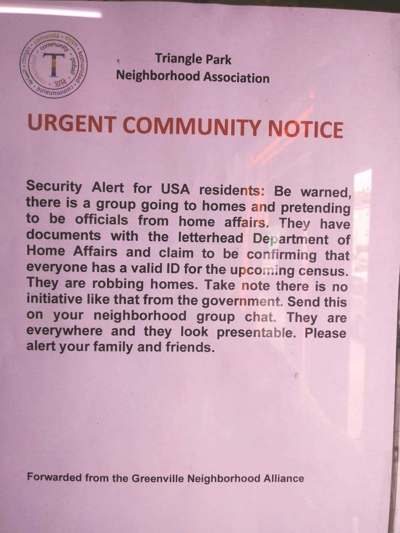I know this is in NC, but everyone should be aware of scammers and thieves.