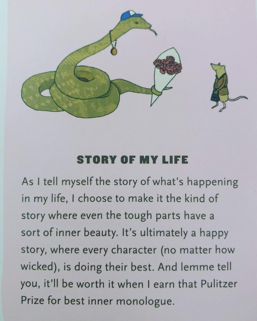 I found this card set called Affirmators on Amazon a couple years ago, and I flip one over every once in a while. They’re funny and sometimes silly, but they help me get through the day.
May your inner monologue win the Pul