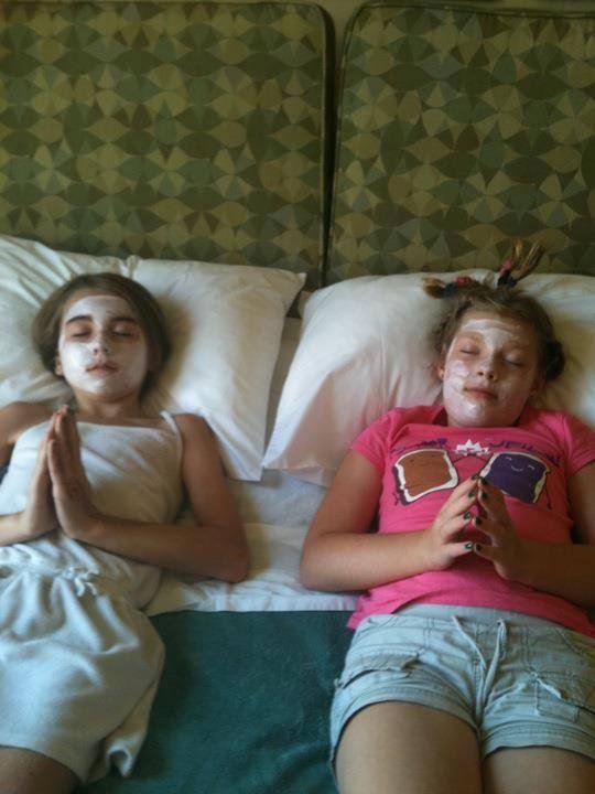 My Kenna'B and her life-long friend Charlotte relaxing after a hard day.\nWhat a life!