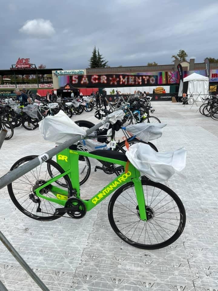 The bike is all tucked in for the night. Tomorrow is going to be an interesting day! You can use the Ironman app if you want to follow my progress (or take bets if I’m going to quit) - my bib number is 936