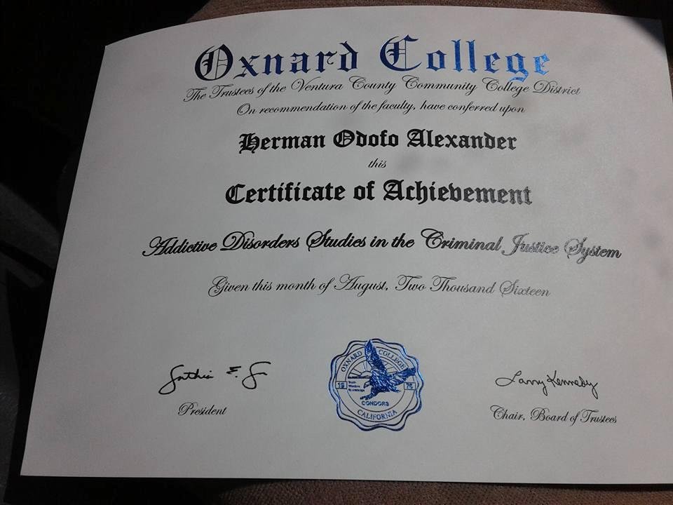 My Criminal justice Certificate of completion, this is what makes me keep pushing. My state counseling certificate next, the my AA, then my Bachelor's degree. I won't stop until all is accomplished.