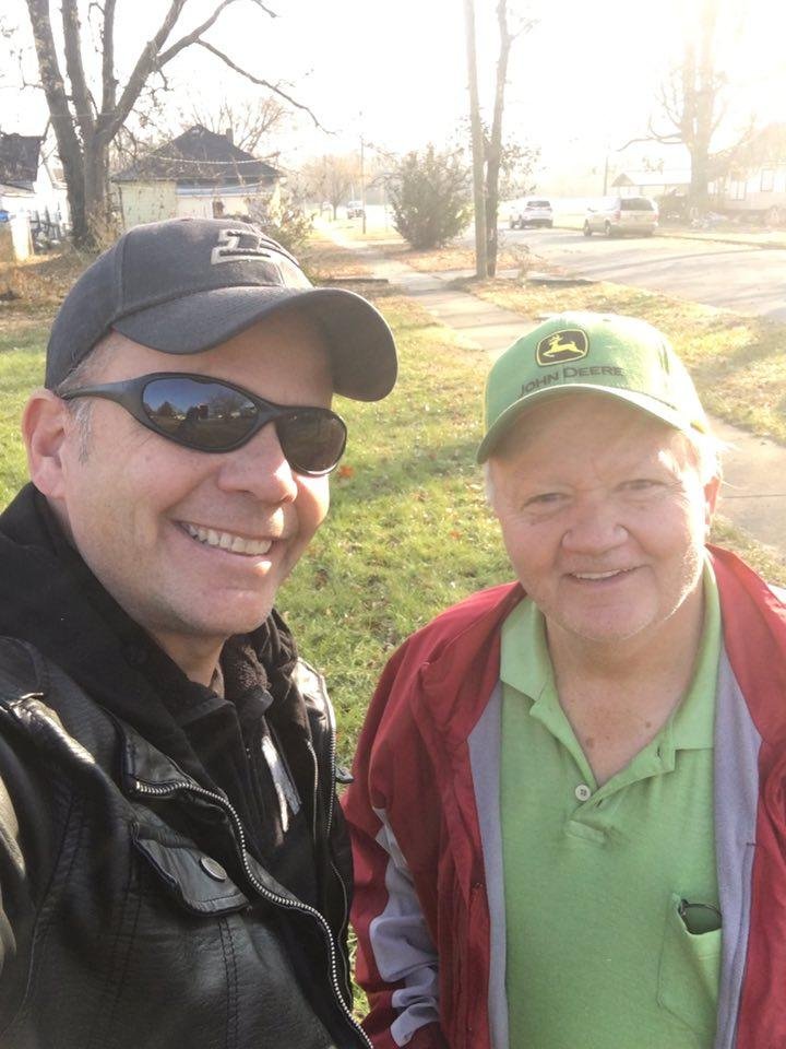 Our oldest, Chris, and I standing on the lot where my childhood home stood in Terre Haute, Indiana. We also played catch which is a significant activity from my childhood. It was a great day! I just want to know why I just 