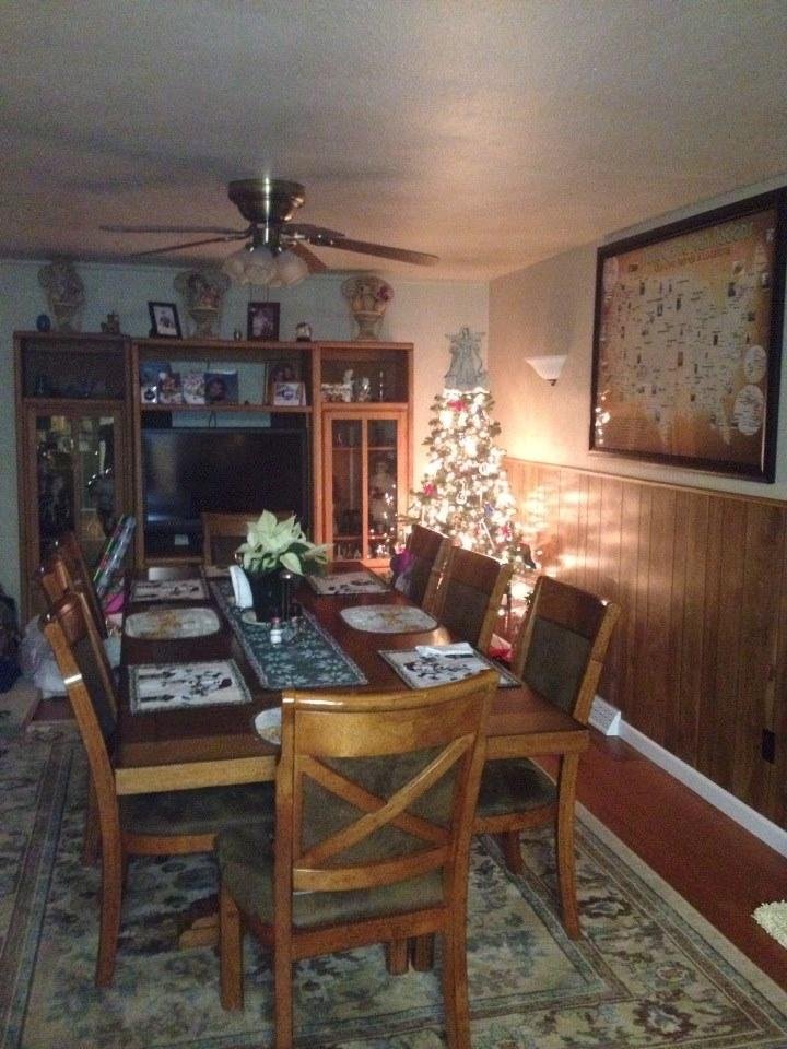 This year we put the Christmas tree in our dining room and I think I like it