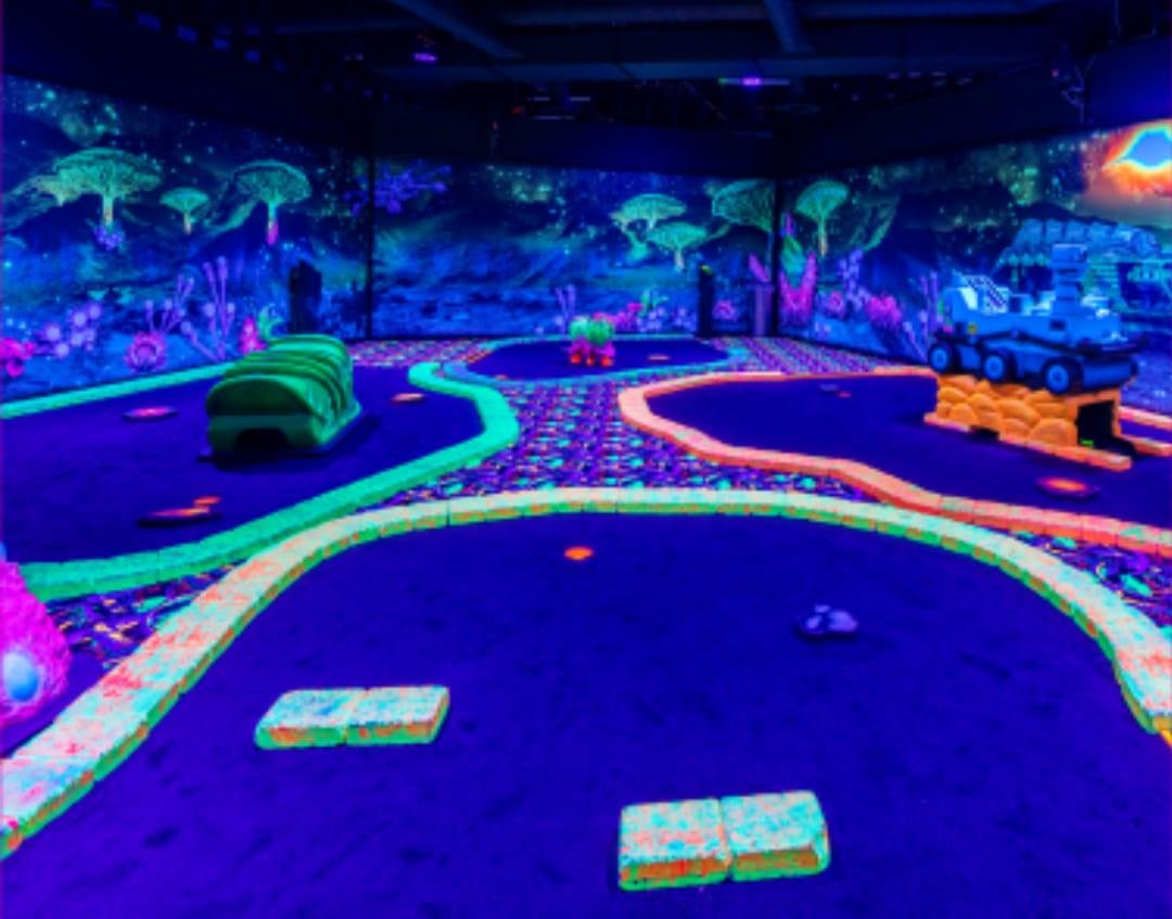 Black light mini golf course