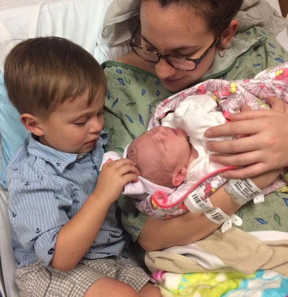 Big brother Bennett meets his little sister Charlotte for the first time.