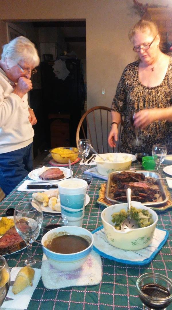 Grandma and Great Grandma getting ready to eat.