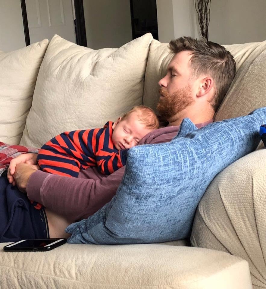 My son-in-law and my grandson ready to watch the Denver Broncos football game.  Please note that Westley is wearing the Bronco colors, orange and blue (which my lovely but uninformed wife bought for him). I see I have some 