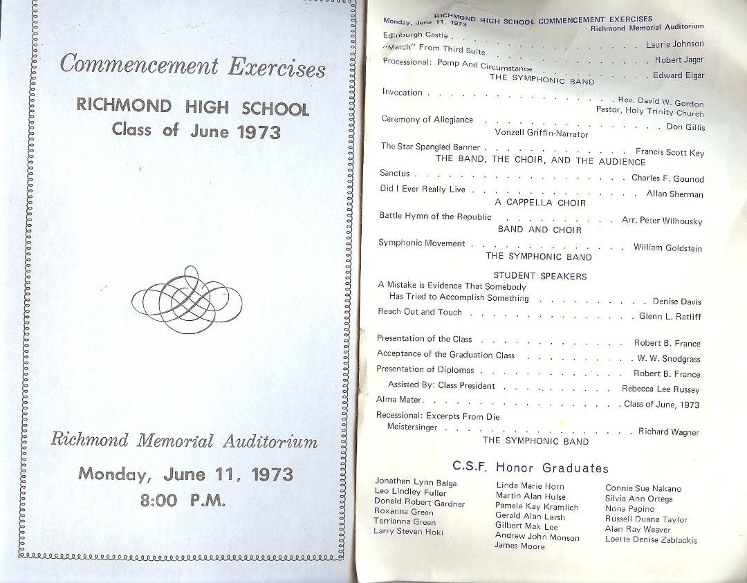Clearing out a drawer in my mother's house, I found my high school graduation program. I'm posting it for several of my Facebook friends from high school to see. Sadly, some of the people listed on the program have passed a
