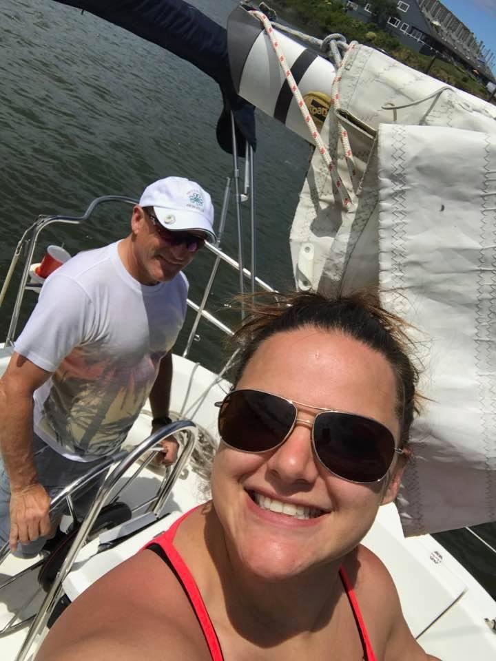 Alie and I on the maiden voyage of Full Throttle my Hunter 280