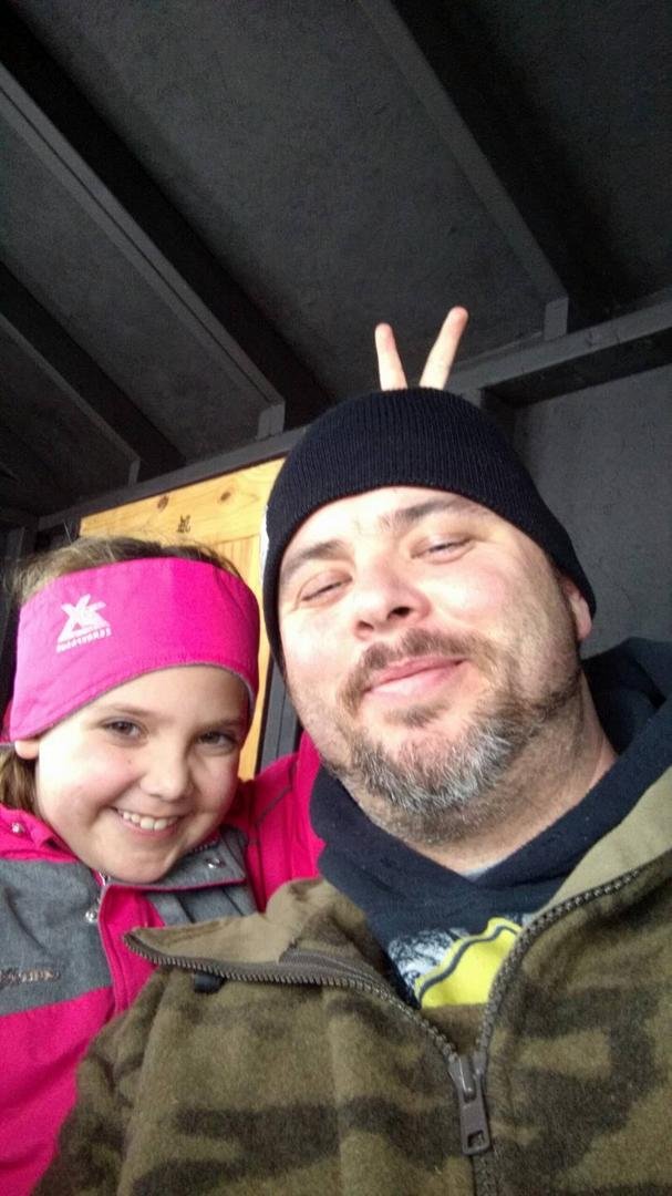 Liv and Dad out on our yearly hunting trip.